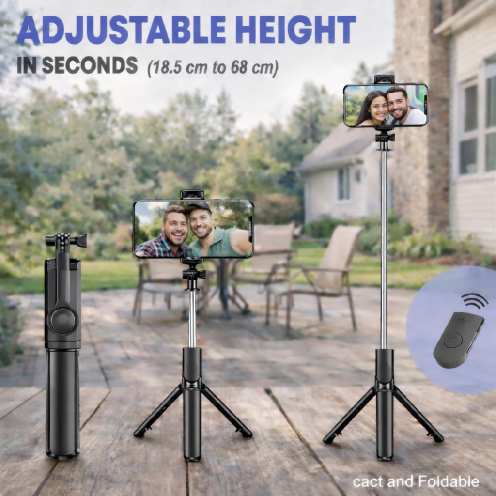 UNITEQ Snappro X1 Bluetooth Selfie Stick Tripod with Remote (Black)