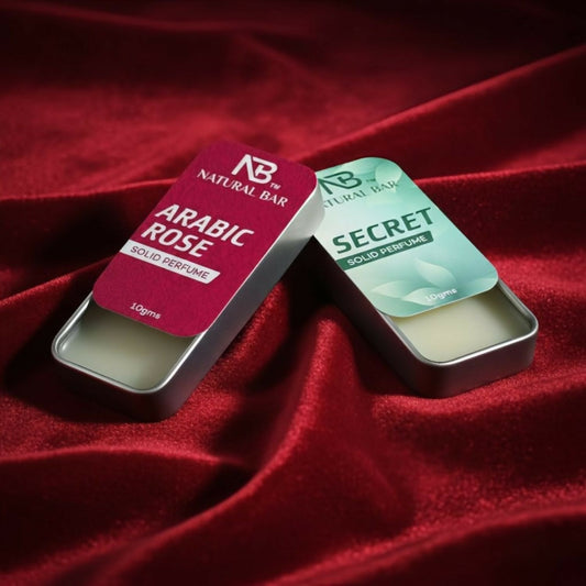 Arabic Rose and Secret Solid Perfume Combo packaging and containers