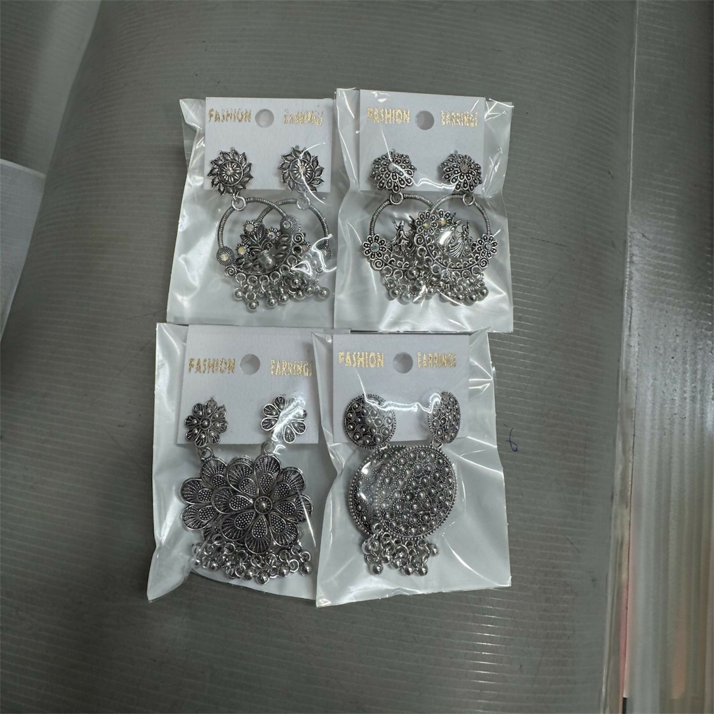 Trendy Oxidised Silver Statement Earrings Combo Set for Women & Girls (Set of 4)