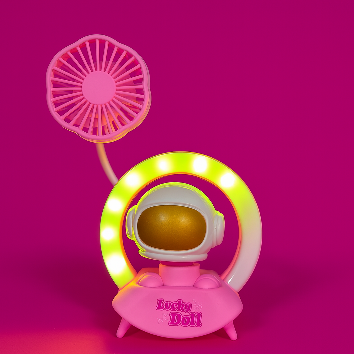 Lucky Doll Astronaut Desk Lamp with Fan, USB Rechargeable Kids Night Light