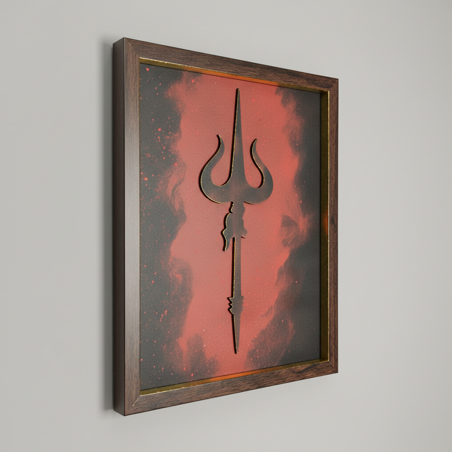 Mahadev Trishul Wall Art Frame – Minimalist Lord Shiva Trident Decor | Modern Spiritual Wall Art for Living Room, Meditation & Pooja Room