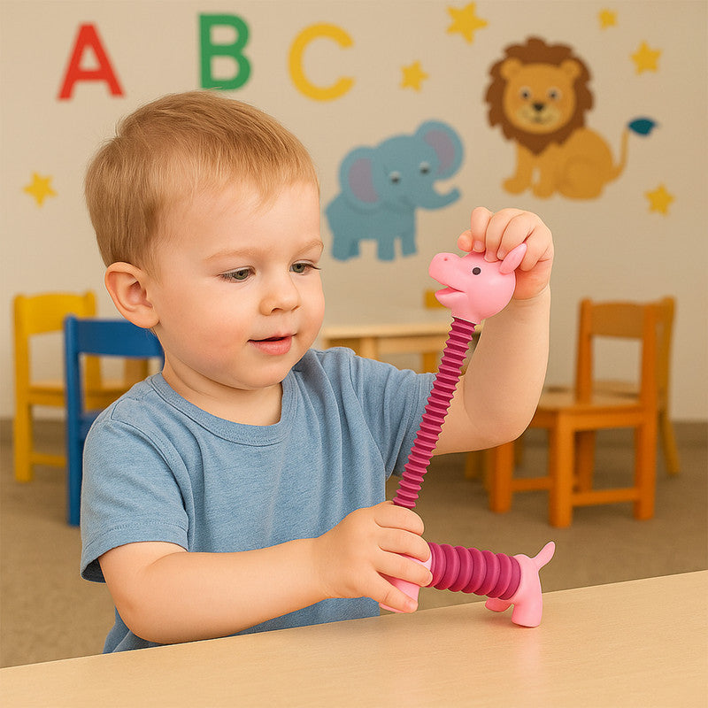 Cute Pink Dino Pop Tube Toy for Kids