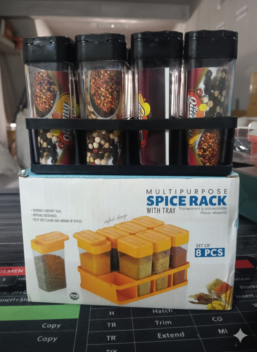 multipurpose spice rack with tray set of 8