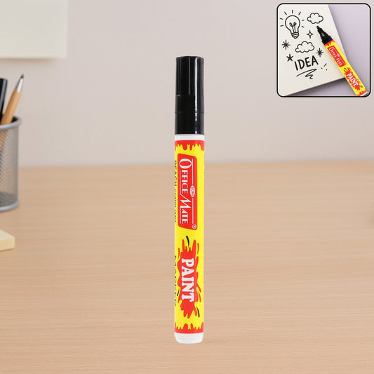 Soni Officamate Permanent Paint Marker Pen Black – Quick Dry, Bold Writing, REACH Compliant