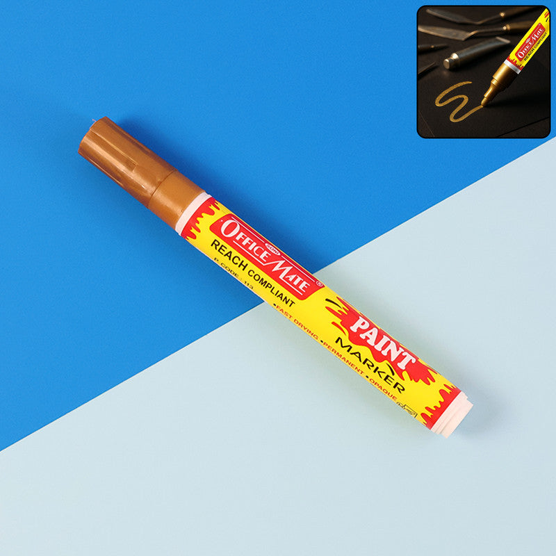 Soni Officamate Permanent Paint Marker Pen Golden – High Gloss Metallic Ink, Quick Dry, REACH Compliant