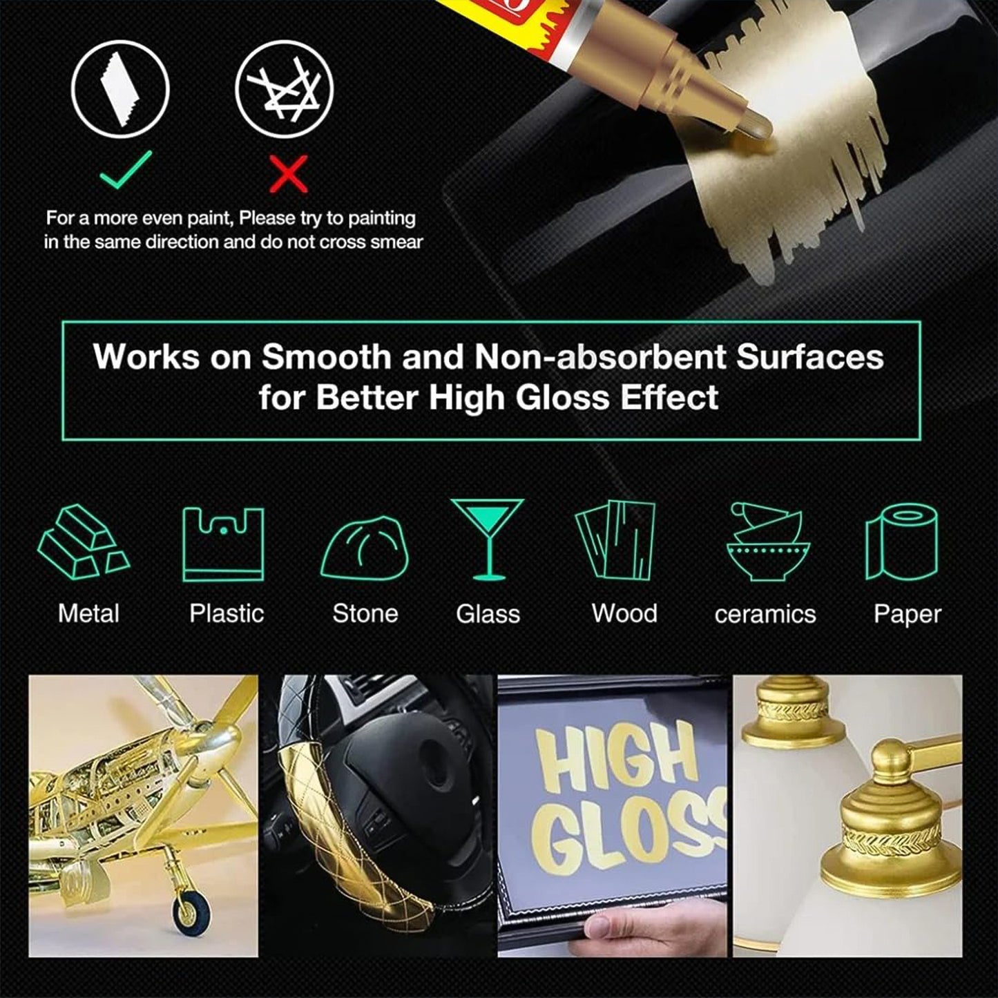 Officemate Permanent Paint Marker – Golden Quick-Dry Water-Resistant Ink