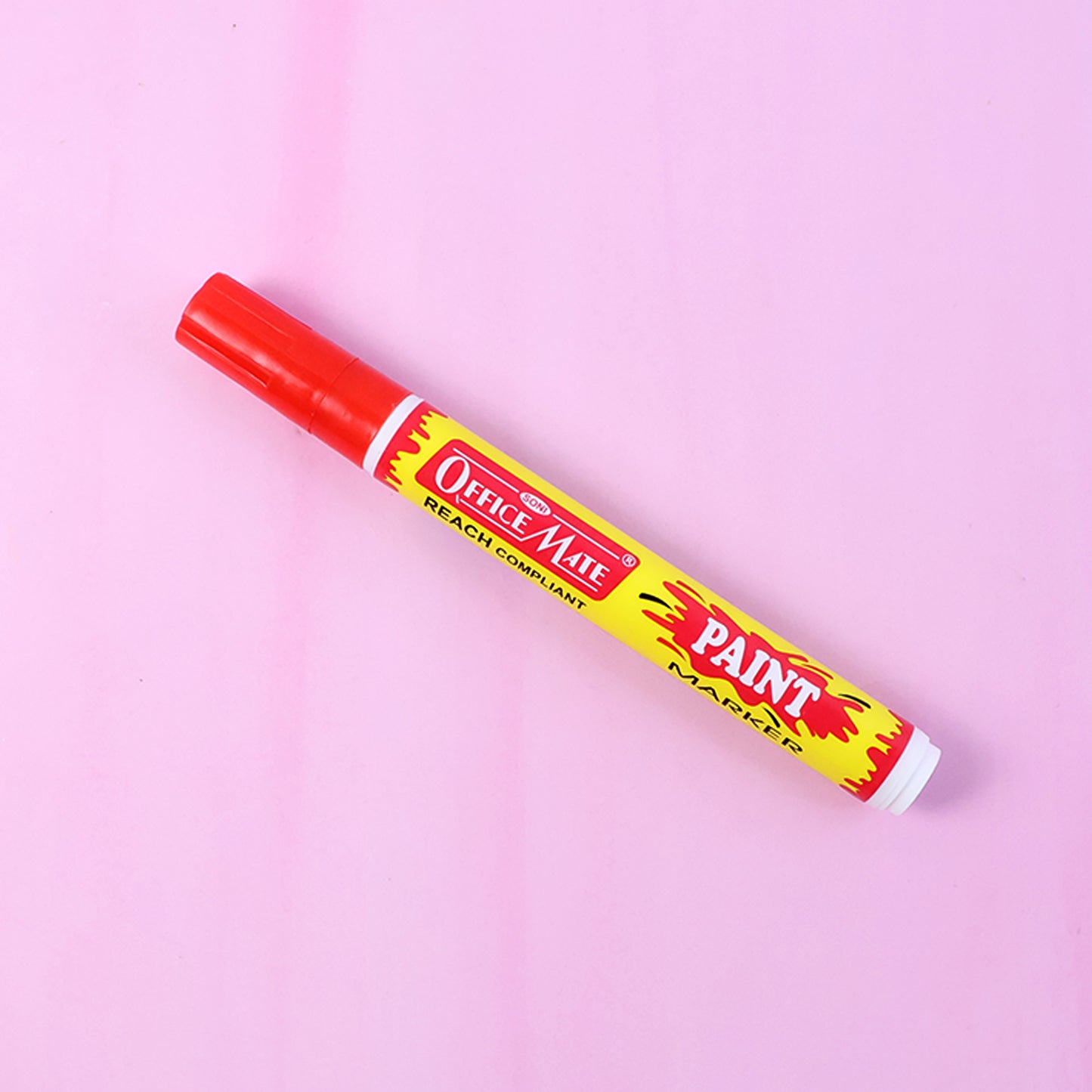 Officemate Permanent Paint Marker Pen Red – Quick Dry, Waterproof & REACH Compliant