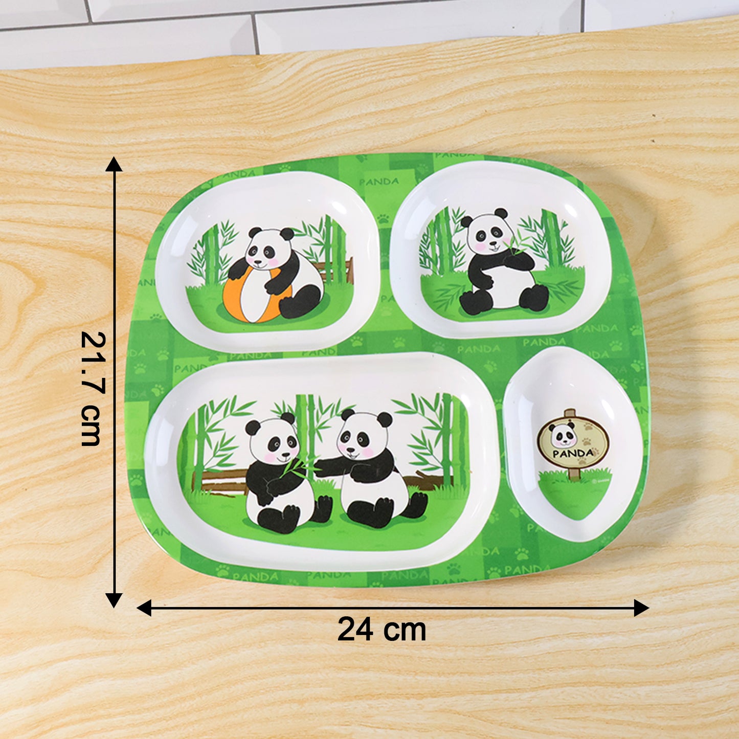Kids 4-Compartment Melamine Partition Plate (1 Pc / 24×22 Cm)