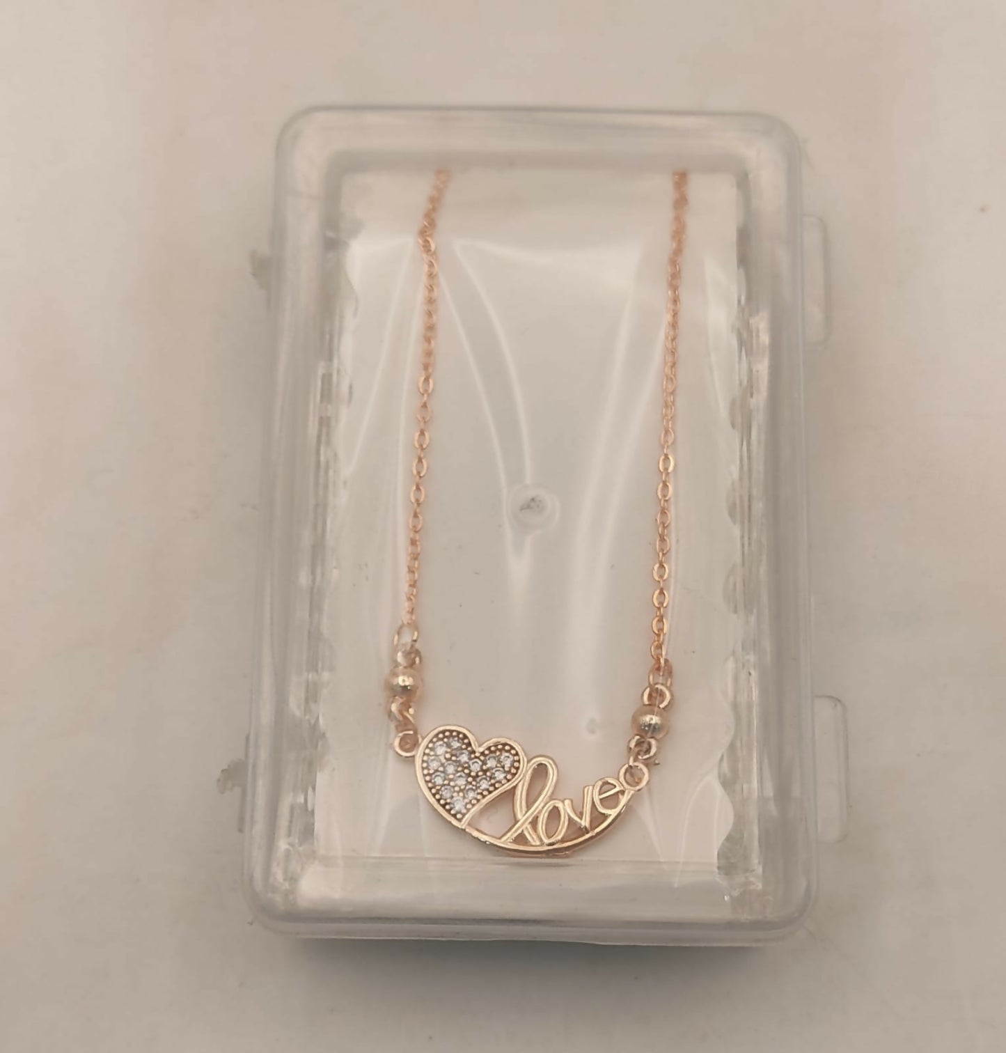 Rose Gold Plated Heart & Love AD Pendant Necklace For women and girls