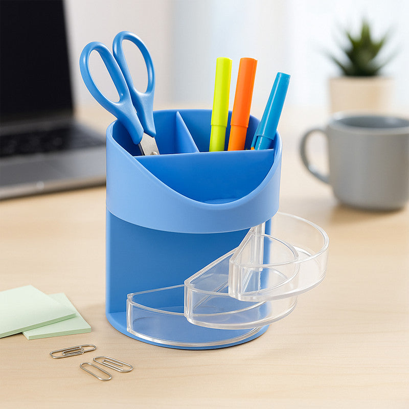 Khyati Pen Stand Trendy – Multi-Section Desk Organizer with Swivel Drawers