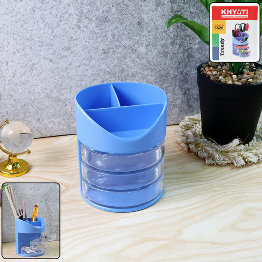 Khyati Pen Stand Trendy – Multi-Section Desk Organizer with Swivel Drawers