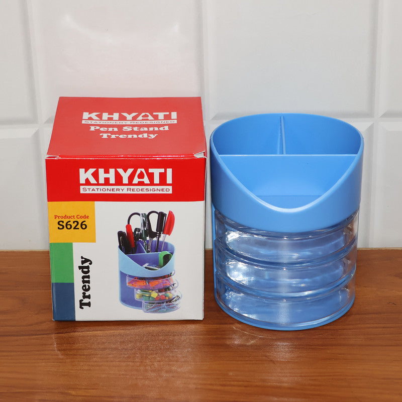 Khyati Pen Stand Trendy – Multi-Section Desk Organizer with Swivel Drawers