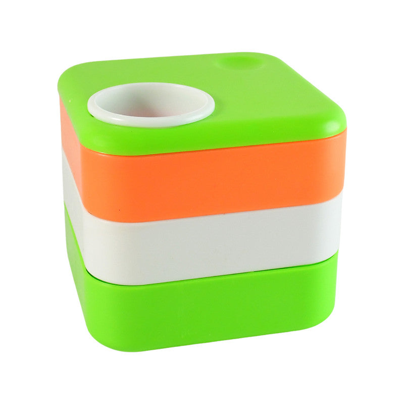 Khyati Tricolour Square Pen Stand with Sliding Drawers – Multi-Functional Desk Organizer
