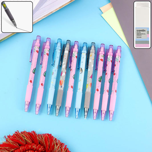Camlin KLICK 0.9 mm Mechanical Pencil – Smooth Writing Pencils with Soft Grip & Fun Designs (Pack of 10)