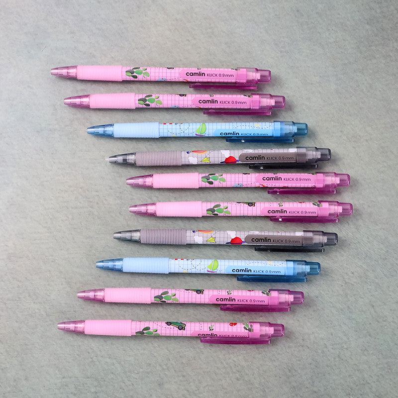 Camlin KLICK 0.9 mm Mechanical Pencil – Smooth Writing Pencils with Soft Grip & Fun Designs (Pack of 10)