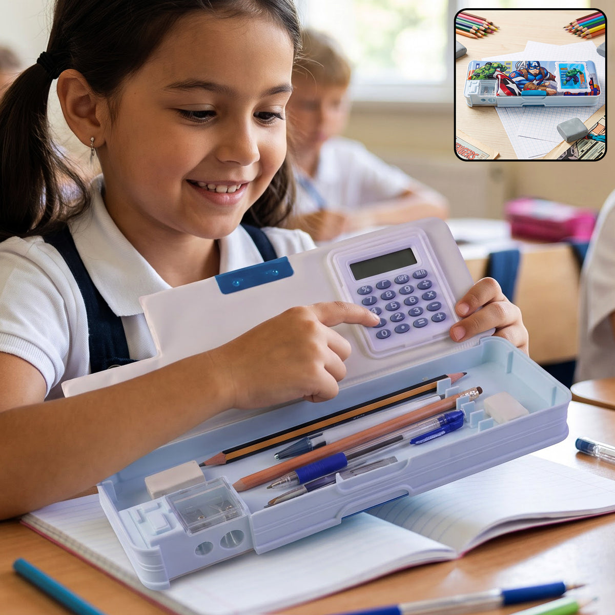 Kids Geometry Box – Multifunction Calculator & Sharpener | Writezo