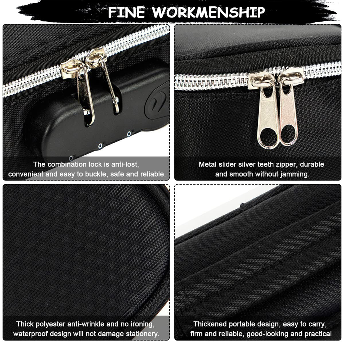 4 Layer Zipper Stationery Pouch Pencil Case with Combination Lock for Students (1 Piece)