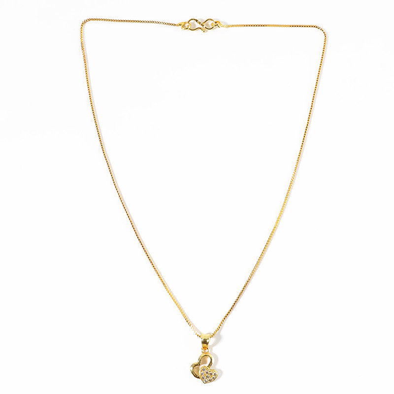 Elegant Dual-Heart Pendant Necklace with Sparkling Stone Detailing