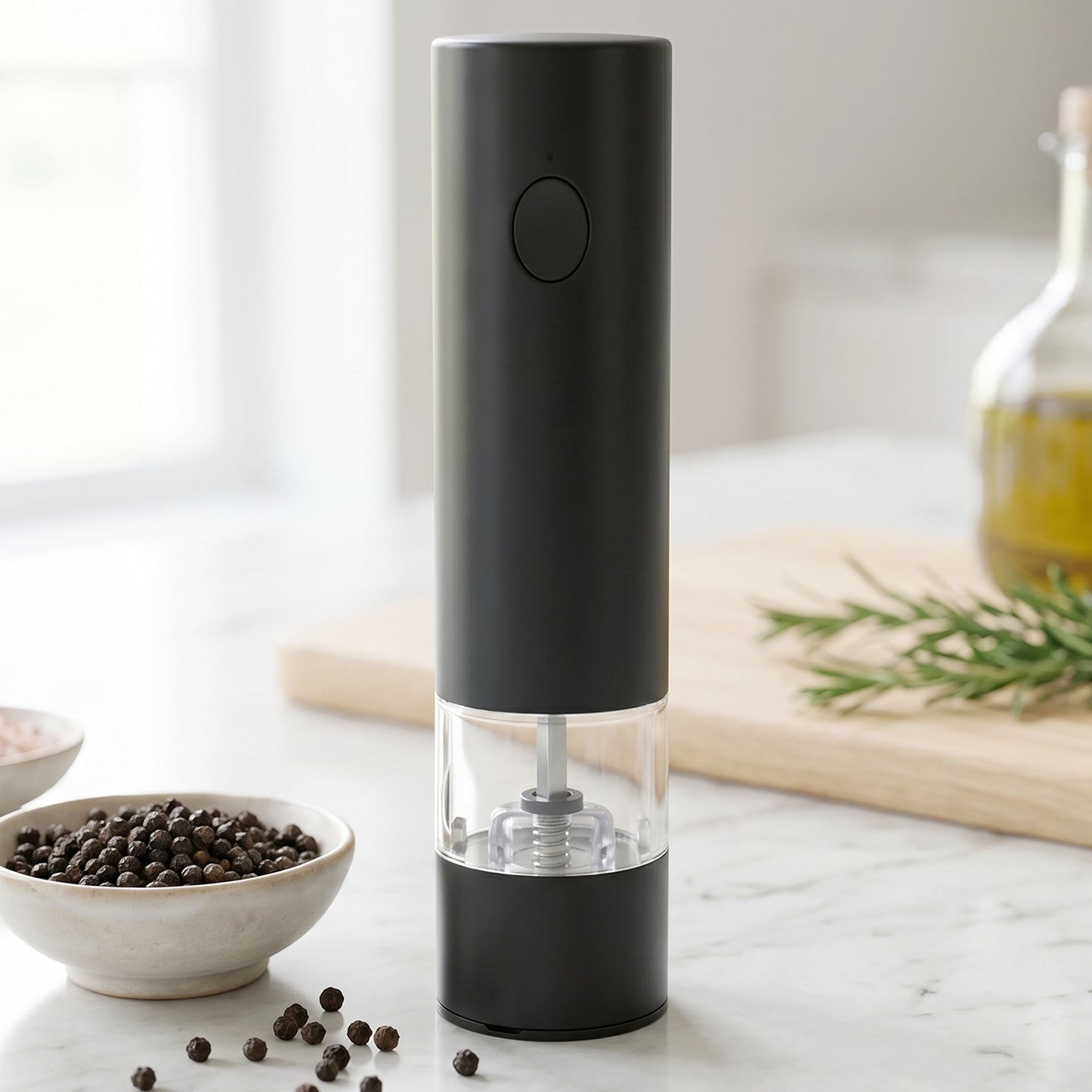 Close-up shot of the adjustable grind setting on electric spice grinder