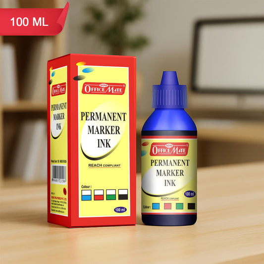 Soni Officamate Permanent Marker Ink 100ml – Quick Dry, Bright, Long-Lasting Refill Ink