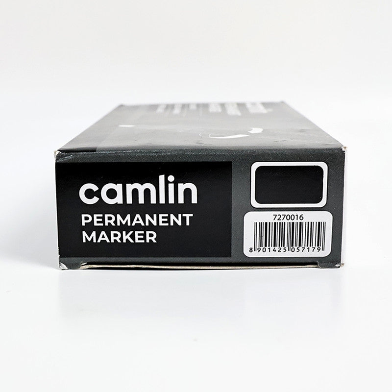 Camlin Permanent Marker – Black Colour, Bold & Long-Lasting Ink, Refillable Multi-Surface Permanent Markers – Pack of 10