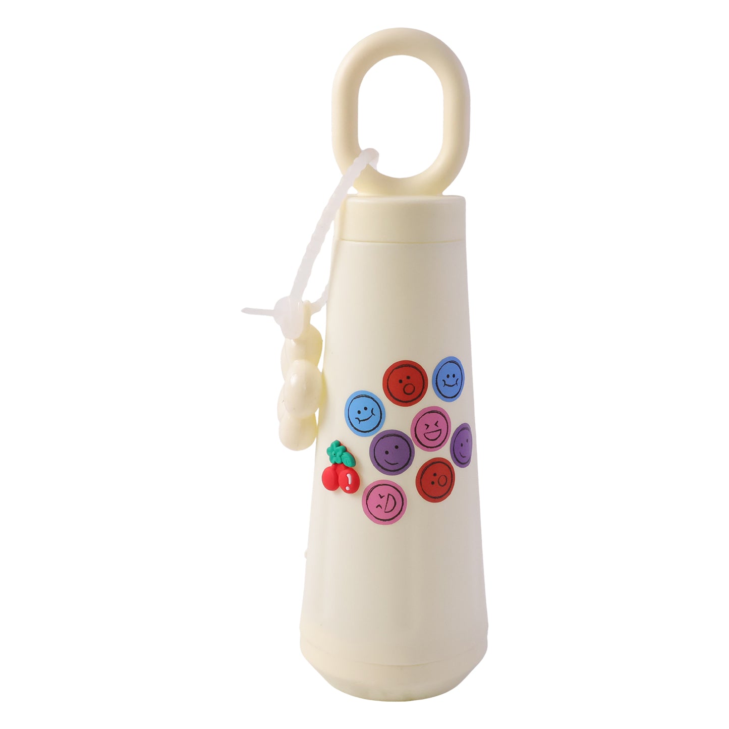 Fun face design on glass water bottle
