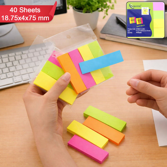 Self Sticky Notes Pad 4 Multicolour with Strong Adhesive (18.75×4×75 mm,40 Sheets,6 Pack Combo)