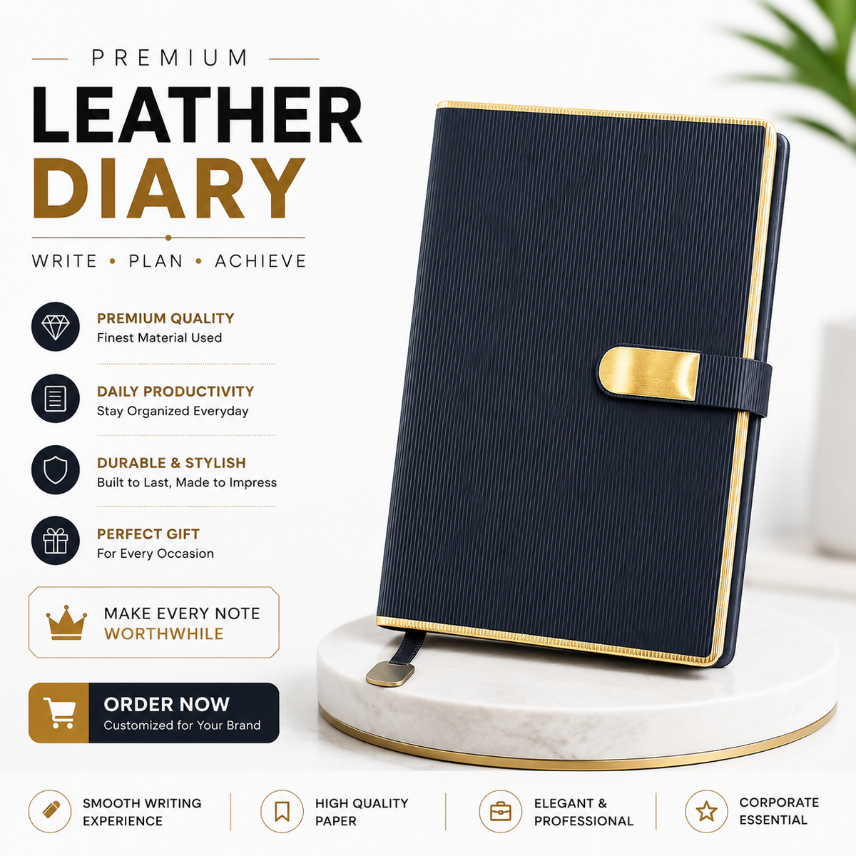 1 DIARY - PU - BLACK - GOLDEN