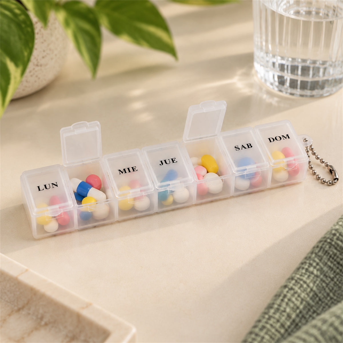 Medicine Pill Box with Clear Flip Lids for Weekly Travel Storage (7 Compartment)