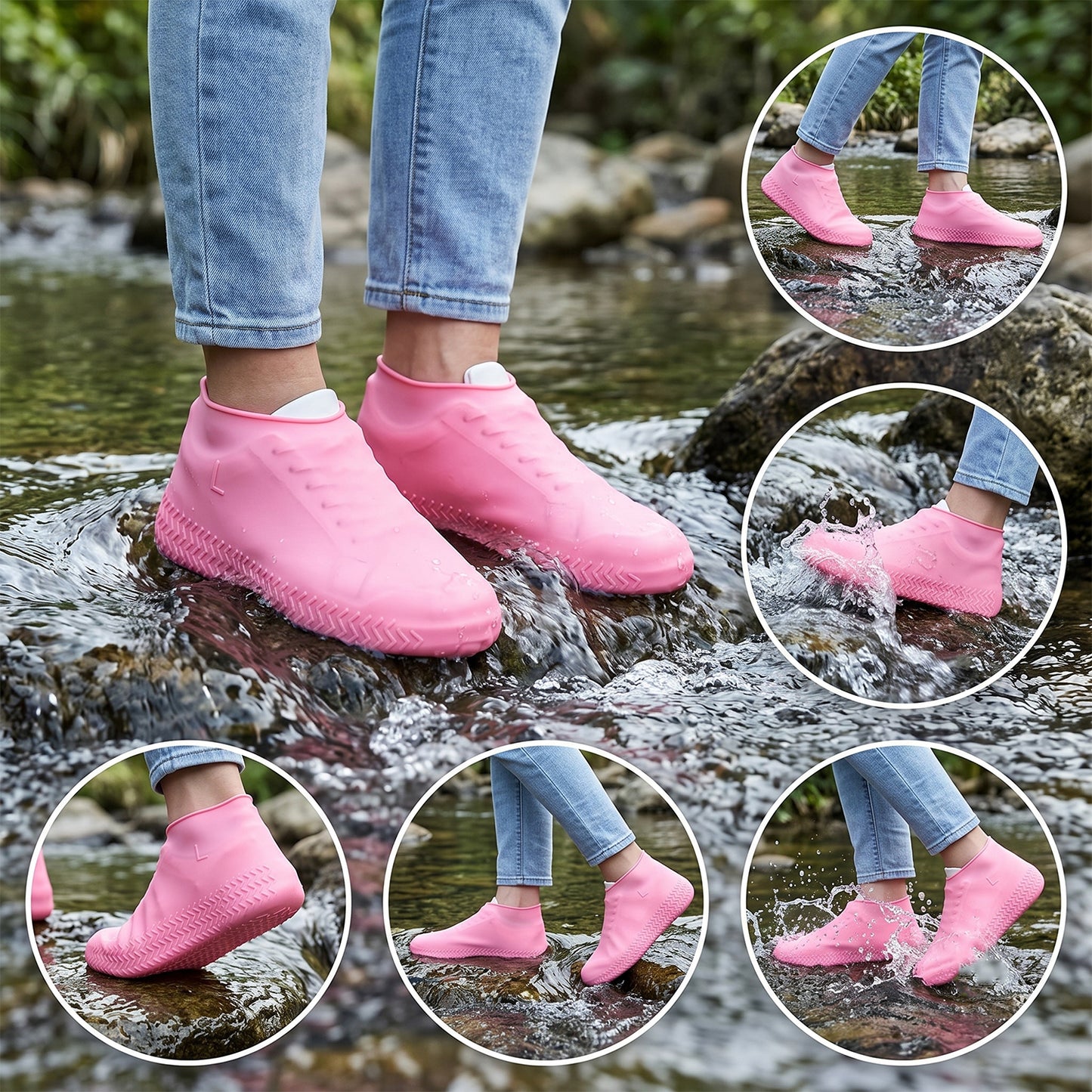 Large Size Reusable Waterproof Shoe Cover Silicone Rain Protector (1 Pair)