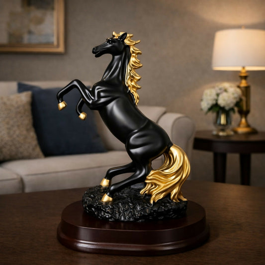 Rearing Horse Decorative Showpiece with Metallic Accents for Home & Office Decor