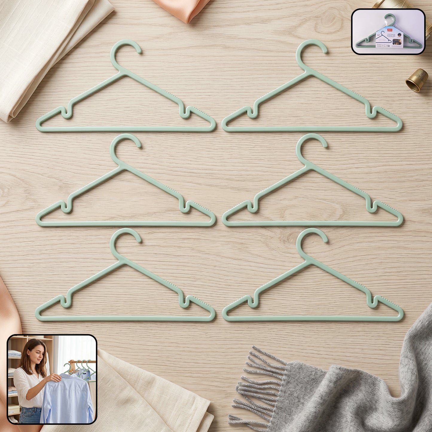 Apex Gripi durable plastic clothes hanger set 6-pack