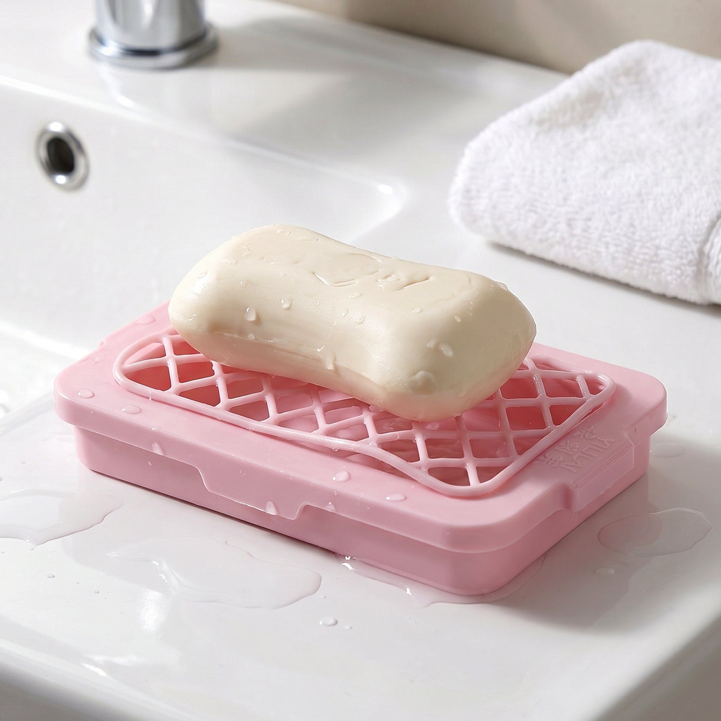 Plastic Soap Box Dish with Drain Tray for Bathroom and Kitchen (1 Pc)