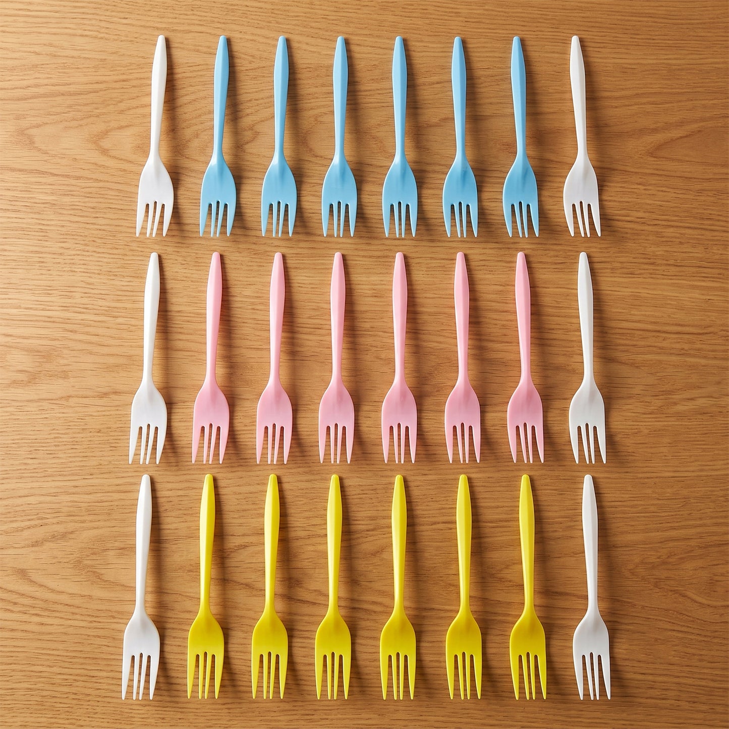 Plastic Fork 24 Pc Set Reusable Multicolour Dinner Forks Unbreakable (24 Pc Set)