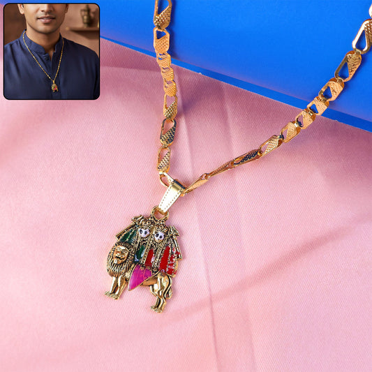 Chamunda Mata Devotional Pendant Necklace with Designer Chain