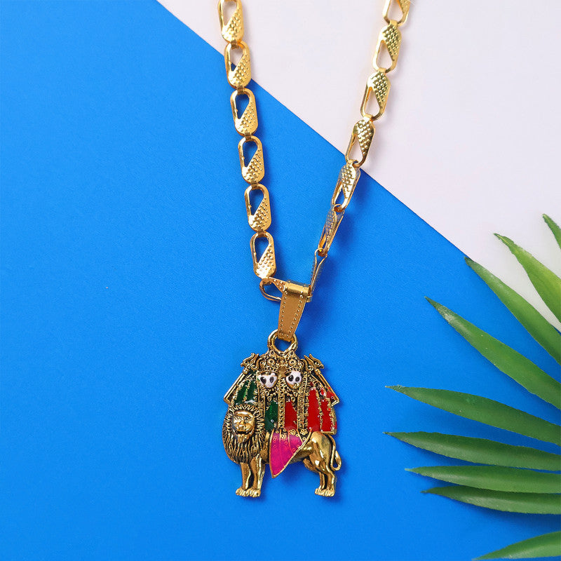 Chamunda Mata Devotional Pendant Necklace with Designer Chain