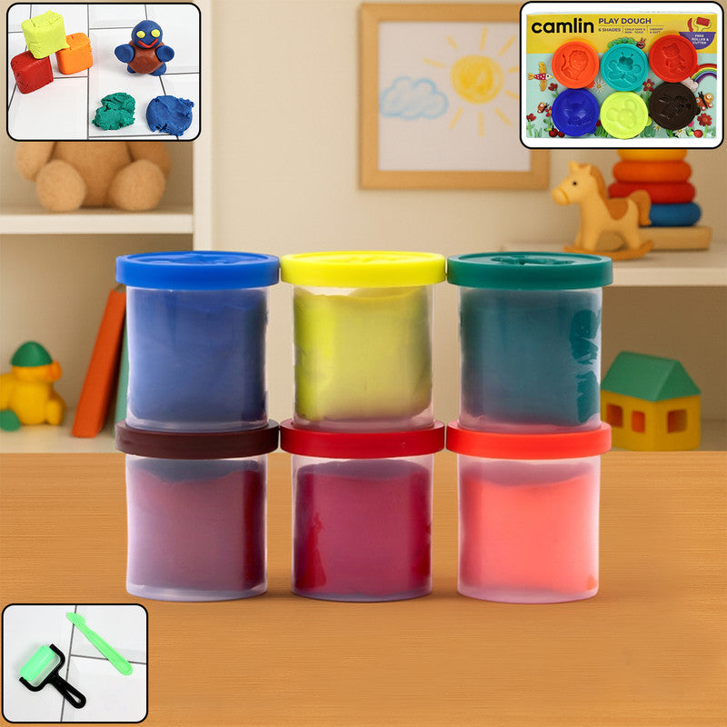 Camlin Play Dough – 6 Assorted Shades with Tools, Non-Toxic Soft Modelling Clay for Kids’ Creative Play