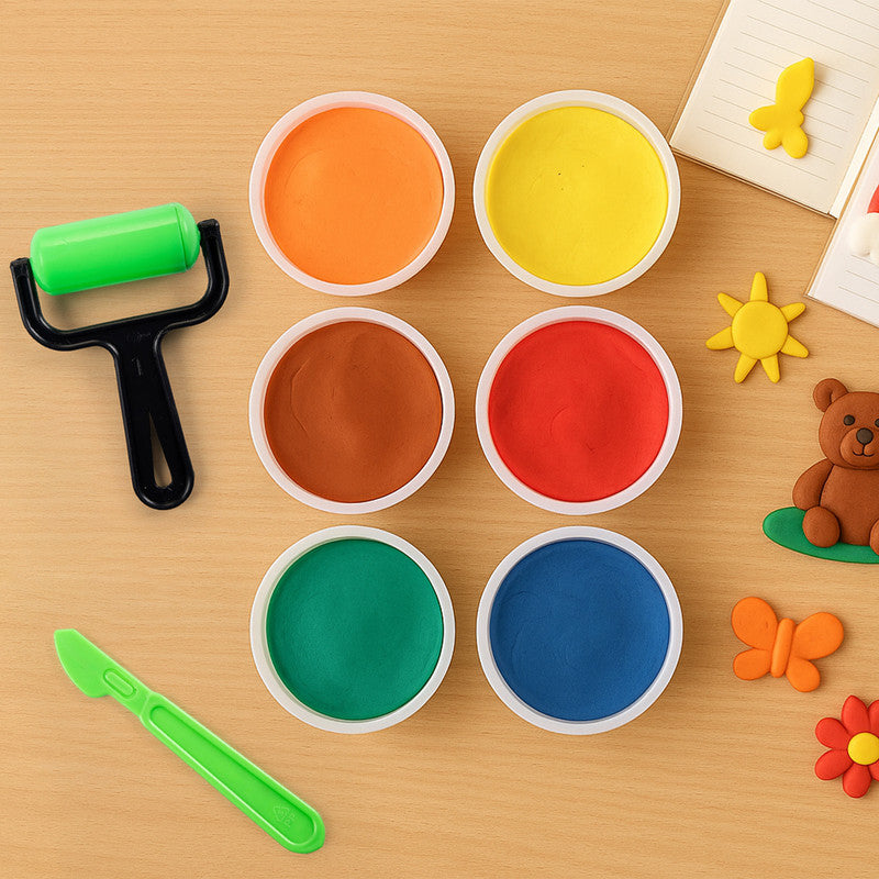 Camlin Play Dough – 6 Assorted Shades with Tools, Non-Toxic Soft Modelling Clay for Kids’ Creative Play
