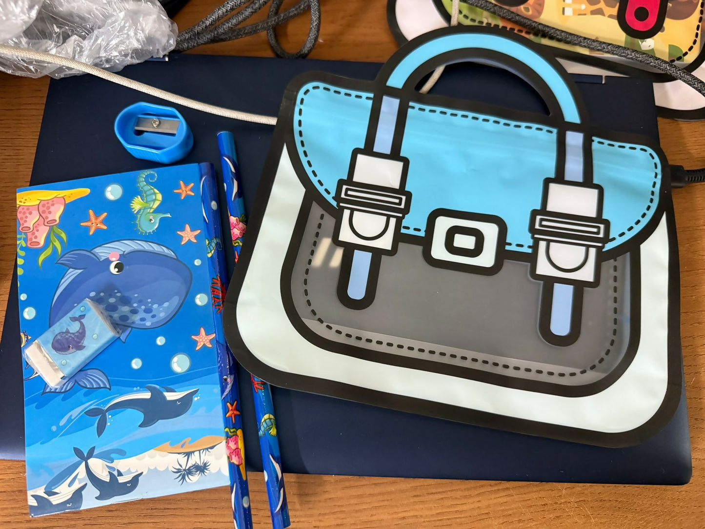 Boys Cartoon Stationery Set with Notebook, Pencils, Eraser & Pouch