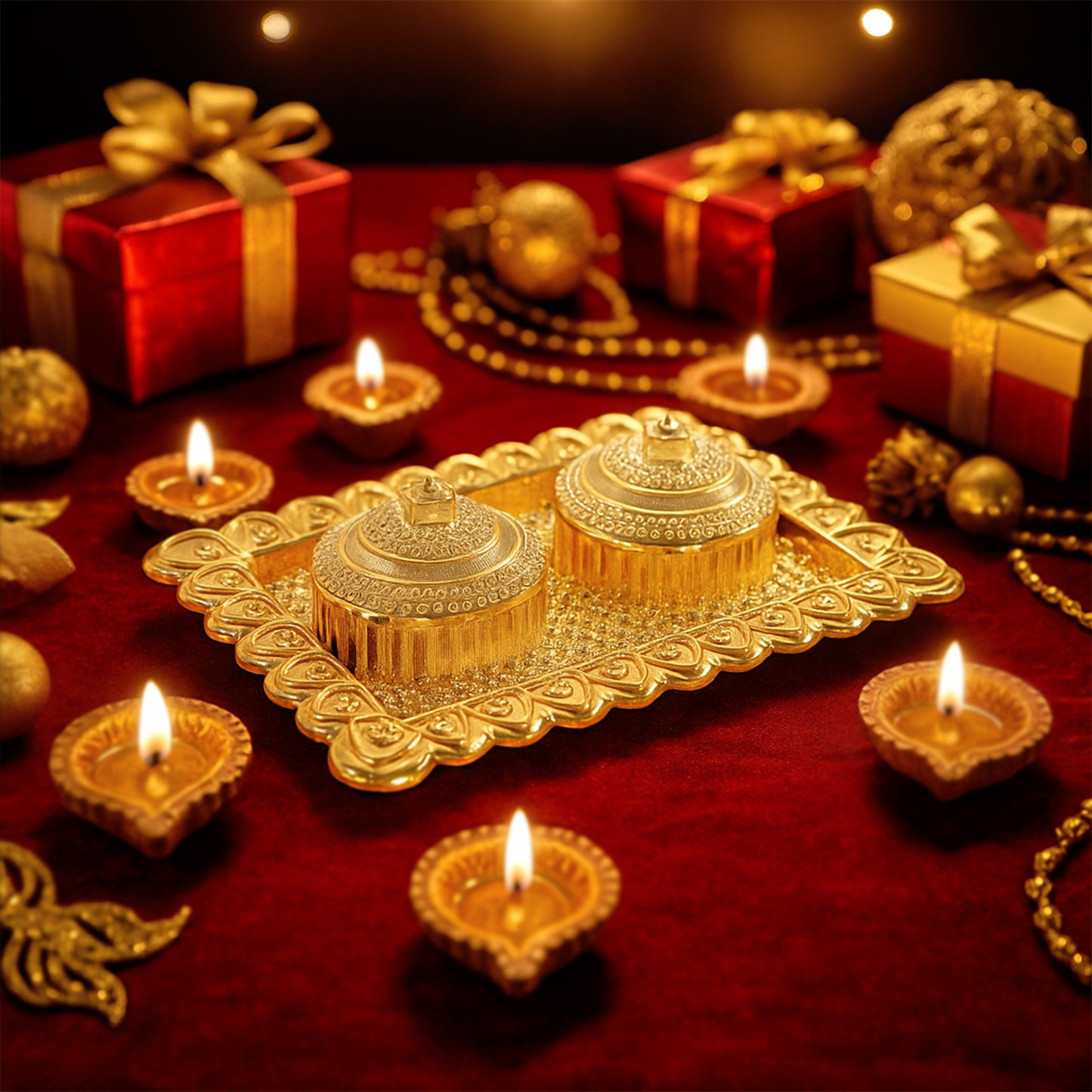 Ornate Rectangular Pooja Tilak Plate - (Mix Design / 1 Pc)