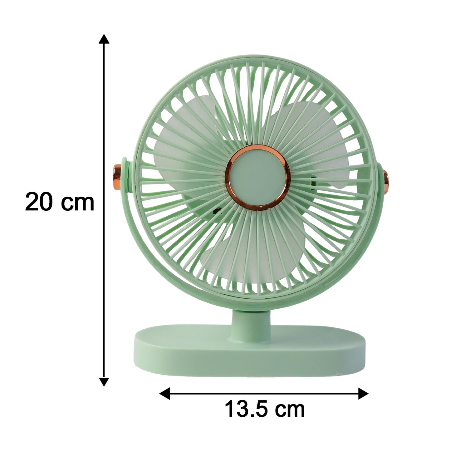 Size comparison of portable rechargeable fan