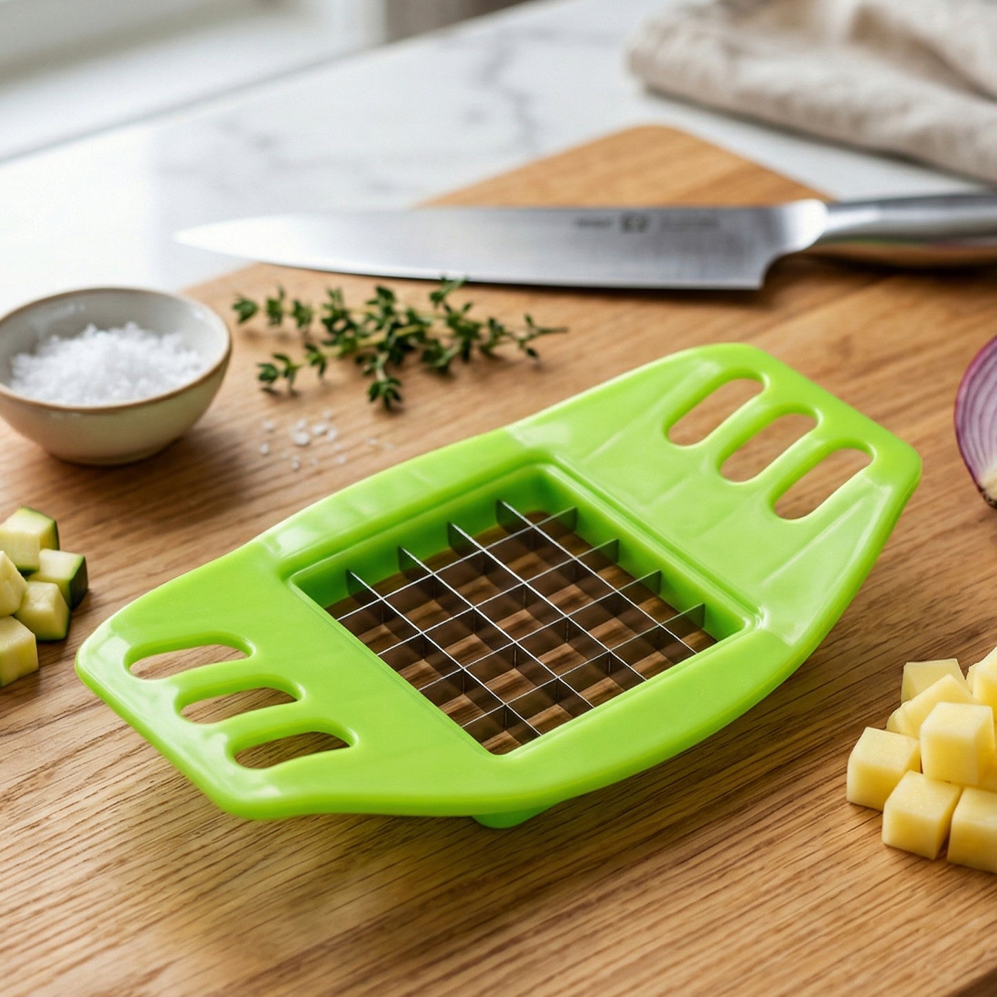 Indo Glow Potato Cutter with sharp blades and plastic handle