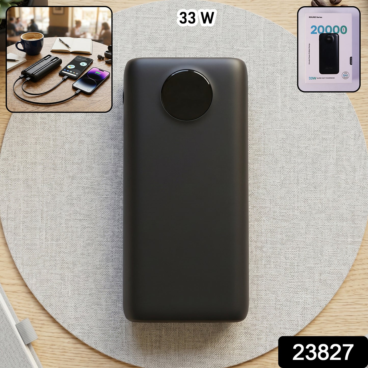 Dual USB ports on 20000mAh power bank