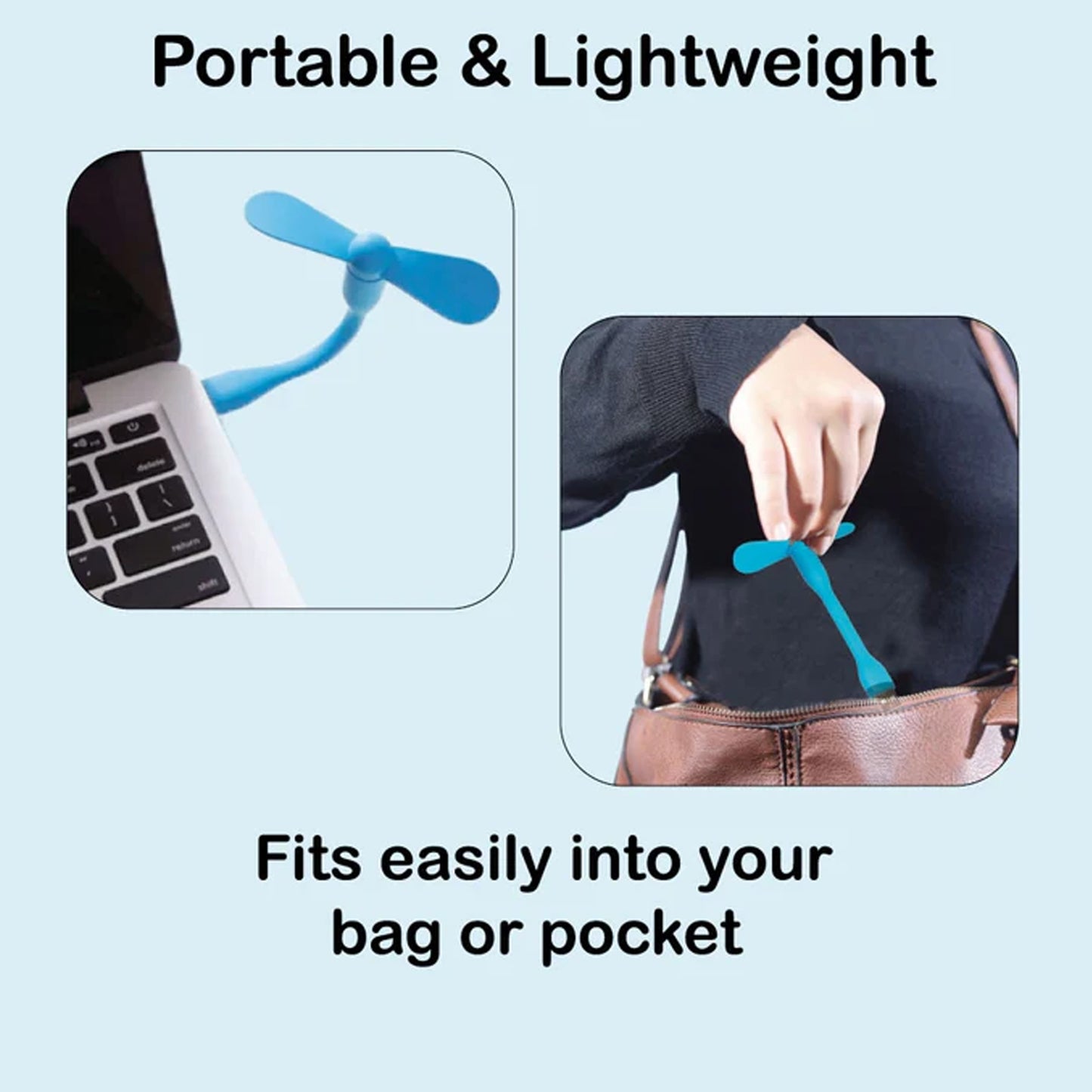 Adjustable USB Mini Fan powered by laptop