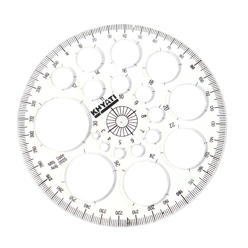 Pro Circle Template with 18 Circle Sizes – 360° Scale (Pack of 10)