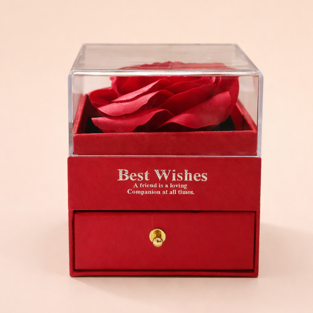 Preserved Rose Gift Box with Drawer | Decorative Showpiece for Home & Gifting