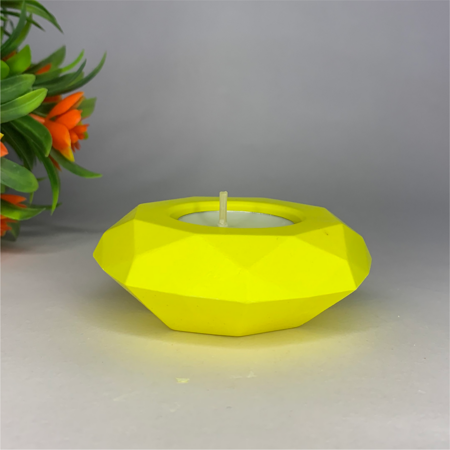 Diamond Diya yellow tealight candle Elegant Home Decor Handmade