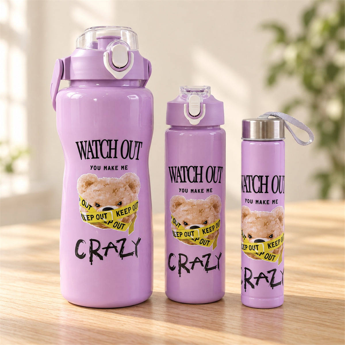 Travel Water Bottle Set of 3 - Leak-Proof & Lightweight