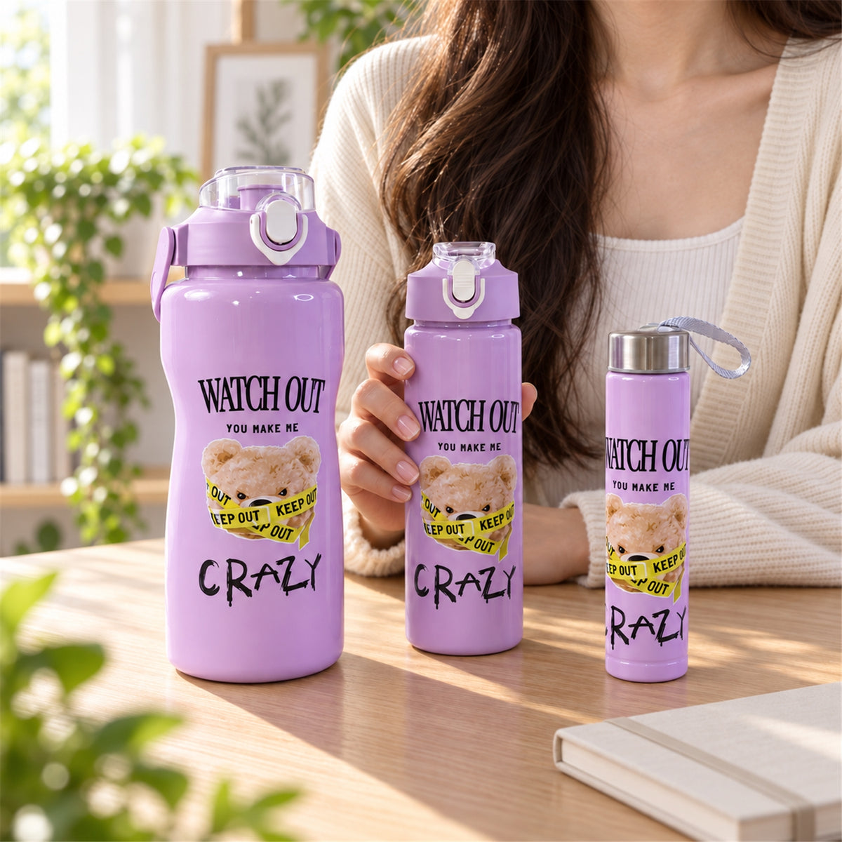 Travel Water Bottle Set of 3 - Leak-Proof & Lightweight