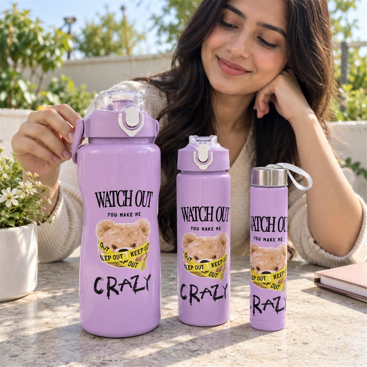 Travel Water Bottle Set of 3 - Leak-Proof & Lightweight